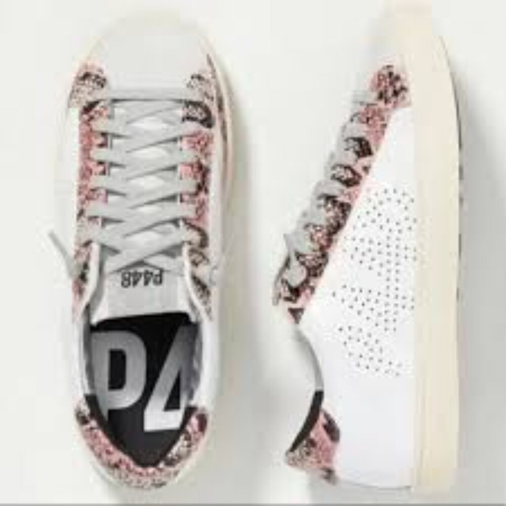P448 Snake Skin Sneakers in Pink pearlescent leather Gray and Pink Sneakers size